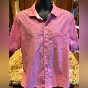 Men's Pink Short-Sleeve Button-Up Shirt